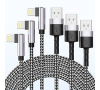 [Apple MFi Certified] 90 Degree iPhone Charger 3 Pack, Fast Charging Cables Cord 6.6FT*2 + 10FT, Right Angle Nylon Braided USB Lightning Cable for iPhone 14/13/12/11/Pro/Max/X/Plus/8/7/6/Plus/iPad