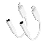 [Apple MFi Certified] Apple Lightning to 3.5 mm Headphone Jack Adapter for iPhone, 2 Pack iPhone 3.5mm Aux Audio Adapter Converter Cable Dongle Compatible for iPhone 14 13 12 11 Pro Max XS XR X 8 iPad