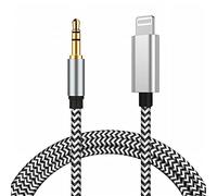 Apple MFi Certified Aux Cord for iPhone, 3.3FT Lightning to 3.5mm Audio Jack Adapter, Lightning to Aux Cable for Car Home Stereo/Speaker/Headphone Compatible with iPhone 14 13 12 11 XS XR X 8, Silver