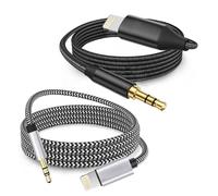 Apple MFi Certified Aux Cord for iPhone, Lightning to 3.5mm Jack Nylon Braided Audio Cable for iPhone 14 13 12 11 XS XR X 8 7 6 iPad to Car/Home Stereo/Headphone/Speaker (Silver-Black 2Pack)
