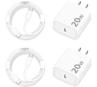 [Apple MFi Certified] iPhone 16 15 Charger Fast Charging, ELITEED PD3.0 20W USB-C Chargers Block for iPhone 16/16 Plus Pro Max/15 Series/iPad Pro and More(2 Pack & 2X 10ft Cable)