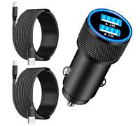 【Apple MFi Certified】iPhone 16 Car Charger Fast Charging, Rombica 4.8A USB Power Cigarette Lighter USB-C Car Charger with 2Pack Tyep-C Braided Cable for iPhone 16 Pro/16 Pro Max/15/15 Pro/Galaxy/Pixel