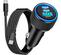 [Apple MFi Certified] iPhone 16 Car Charger, Rombica 3-Port 67W USB-C&USB-A Car Cigarette Lighter PD/QC Fast Car Charging with Type-C Braided Cable for iPhone 16/16 Pro Max/15 Pro/Galaxy S25/S24/Pixel