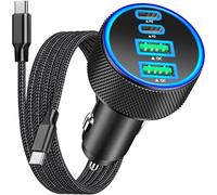 [Apple MFi Certified] iPhone 17 Car Charger, Rombica 4-Port 90W USB-C&USB-A Car Power Cigarette Lighter PD/QC Fast Car Charger + Type-C Braided Cord for iPhone 17/17 Pro/16 Pro/15/Galaxy S26/S25/Pixel