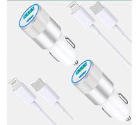 [Apple MFi Certified] iPhone Car Charger Fast Charging, Veetone 2Pack 66W USB-C PD&QC3.0 Power Cigarette Lighter USB Charger+Type-C to Lightning Cable for iPhone 14 13 12 11 Pro XS Max Mini XR SE iPad