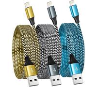 [Apple MFi Certified] iPhone Charger 3 Pack 10FT USB Lightning Cable Fast Charging Nylon Braided iPhone Charger Cord Compatible with iPhone 13/12/11 Pro Max/XS MAX/XR/XS/X/8/7/Plus/6S/6/SE/5S/iPad