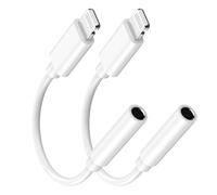[Apple MFi Certified] Lightning to 3.5mm Headphone Jack Adapter, 2 Pack iPhone 3.5mm Headphone AUX Audio Dongle Adapter for iPhone 14 13 12 11 Pro Max XS XR X 8, Support All iOS & Music Control