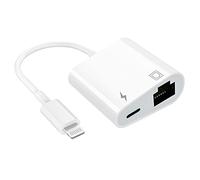 Apple MFi Certified Lightning to Ethernet Adapter - 2 in 1 RJ45 Ethernet LAN Network Adapter with Charge Port for iPhone/iPad/iPod, Plug and Play, Supports 100Mbps Network