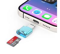 [Apple MFi Certified] Micro SD Card Reader for iPhone, Lightning to Micro SD/TF Card Reader Viewer Micro SD Card Adapter for iPhone 14 13 12 11 XS XR X 8 iPad, Support iOS 17 and exFAT & FAT32, Blue