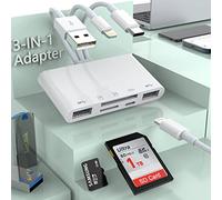 【Apple MFi Certified】 Multi 5-in-1 SD TF Memory Card Reader with SD/Micro SD/SDHC/SDXC/MMC,Lightning+Type C+USB A OTG Adapter for iPhone/iPad/Android/MacBook/PC/Tablet/Camera/Hard Disk/Flash Drive