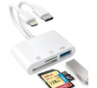 [Apple MFi Certified] SD Card Reader for iPhone iPad, Lightning and USB C Dual Port SD Card Adapter, FUHAYA Memory Card Reader for Camera Adapter, Support SD, Micro SD, USB 3.0, No App Driver Required