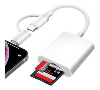 [Apple MFi Certified] SD Card Reader for iPhone Lightning & USB C Memory Card Reader Support SD/Micro SD/SDHC/SDXC/MMC Trail Camera Viewer SD Card Adapter for i Phone 17/16/15/iPad/MacBook Plug & Play
