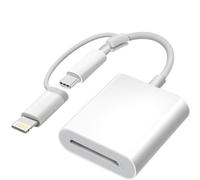 Apple MFi Certified SD Card Reader for iPhone, USB-C & Lightning to SD Card Adapter for iPhone 15/14/ 13/12/ 11/ XS/XR/X/8 7 6 5, MacBook Pro M1 Air, iPad Pro/Air, iMac, Galaxy S24/S23 (1 Slot)