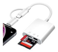 [Apple MFi Certified] SD Card Reader, Lightning & USB C SD Card Reader for iPhone with SD&TF Dual Slot and Charging, Camera Card Viewer Memory Card Reader for i-Phone 17/16/15/14/iPad/Macbook/Andriod