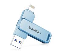 Apple MFi Certified USB Stick for Mobile Phone, 3-in-1 Flash Drive for iPhone, iPad, Android & PC, High Speed USB 3.0 Memory, Photos & Data Backup Memory Stick (Blue, 256, GB)