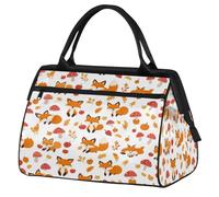 Apple Mushroom Fox Travel Duffle Bag for Women Men Kids Boys Girls Weekend Overnight Bags 24 L Holdall Tote Cabin Bag for Sports Gym Yoga