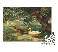 Apple Orchard Scene-Rural Farm Duck Group 1000 Piece Jigsaws with Precision Cut Personalised Jigsaws Orchard Ducks As A Party Puzzle Game for Social Gatherings 38x26cm/1000pcs