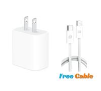 Apple Original USB-C Power Adapter 2 Pin Plug - 20W - Free Charging Cable
