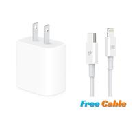 Apple Original USB-C Power Adapter 2 Pin Plug - 20W - Free Charging Cable