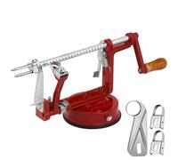 Apple Peeler Corer, Long lasting Chrome Cast Magnesium Alloy Apple Peeler Slicer Corer with Stainless Steel Blades and Powerful Suction Base for Apples and Potato(Deep Red)