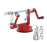 Apple Peeler Corer, Long lasting Chrome Cast Magnesium Alloy Apple Peeler Slicer Corer with Stainless Steel Blades and Powerful Suction Base for Apples and Potato(Red)