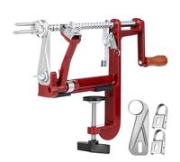 Apple Peeler Corer, Long lasting Chrome Cast Magnesium Alloy Apple Peeler Slicer Corer with Stainless Steel Blades and Powerful Clamp Base for Apples and Potato(Deep Red)