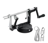 Apple Peeler Corer, Long lasting Chrome Cast Magnesium Alloy Apple Peeler Slicer Corer with Stainless Steel Blades and Powerful Suction Base for Apples and Potato(Black)