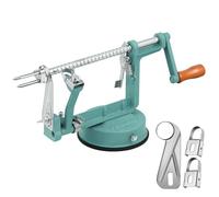 Apple Peeler Corer, Long lasting Chrome Cast Magnesium Alloy Apple Peeler Slicer Corer with Stainless Steel Blades and Powerful Suction Base for Apples and Potato(DeepGreen)