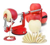 Apple Peeler, Stainless Steel Apple Corer Slicer Peeler, Durable Heavy Duty Die Cast Magnesium Alloy Apple Peeler Slicer Corer with Suction Base(vermilion)
