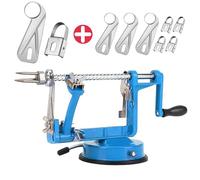 Apple Peeler, Slicer Corer Potato Peelers 3 In 1, Stainless Steel Heavy Duty Suction Cup Base And 7 Extra Blades (Blue)
