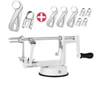 Apple Peeler, Slicer Corer Potato Peelers 3 In 1, Stainless Steel Heavy Duty Suction Cup Base And 7 Extra Blades (White)