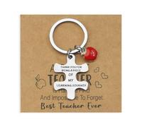 Apple Pendant Thank You Keyring, Funny Keychain with Encouraging Card for Teachers, Funny Keyring, Unique Presents, "It Takes a Big Heart to Teach Little Minds" Thank You Gift Keyrings (Puzzle)