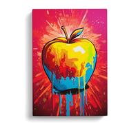 Apple Pop Art Canvas Print | Gallery Wrapped 30mm Frame Wall Decor | 30x20 inches | Ready to Hang | Pop Art Still Life Picture | Living Room Bedroom Lounge Office