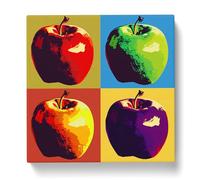 Apple Pop Art No.1 Canvas Print | Gallery Wrapped 30mm Frame Wall Decor | 20x20 inches | Ready to Hang | Pop Art Still Life Picture | Living Room Bedroom Lounge Office