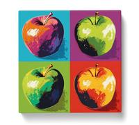 Apple Pop Art No.3 Canvas Print | Gallery Wrapped 30mm Frame Wall Decor | 20x20 inches | Ready to Hang | Pop Art Still Life Picture | Living Room Bedroom Lounge Office