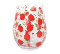 Apple Print Stemless Glass - Charming Apple Design - Perfect for Juice, Cider, Iced Tea, and Cold Beverages - 350ml Capacity - Ideal for Relaxed Afternoons - Unique Gift for Teachers