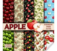 Apple scrapbook paper, 8.5x8.5, 10 Designs, 20 Double-Sided Sheets: Apple Pattern Scrapbooking Paper for Junk Journals, Decorative Fruit Patterned ... & Mixed Media, Origami, Collage & Card Making