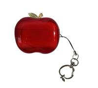 Apple-Shaped Air-Pods Pro Case - clearing TPU Cover with Rotating Branch Design for AirPods Pro 1st and 2nd Generation (Red for Airpods Pro1)