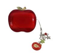 Apple-Shaped Case clearing TPU Cover with Rotating Branch Design for AirPods Pro 1st and 2nd Generation(Red,Pro2)