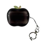 Apple-Shaped Case clearing TPU Cover with Rotating Branch Design for AirPods Pro 1st and 2nd Generation(Black,Pro1)