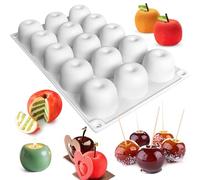 Apple Silicone Mold, 15-Cavity 3D Sphere Baking Tool, Non-Stick Mousse Cake Chocolate, ice Cream Candy French Fruit Decor