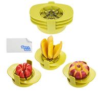 Apple/Tomato/Mango Cutters - Set of 3 - Sturdy Base Keeps Fruit/Vegetable in Place - Also Keeps Cutters Organized - Razor Sharp Stainless Steel Saw Blades - Quick - Easy