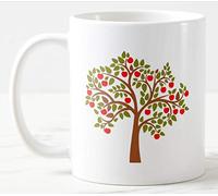 Apple Tree Mug, 11 oz Large Handle Ceramic Tea/Coffee Mug