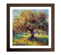 Apple Tree Neo-Impressionism Framed Print | 18x18 Inch Walnut Framed Wall Art | Ready to Hang | Impressionist Floral Picture | Living Room Bedroom Lounge Office
