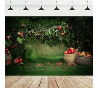 Apple Trees Orchard Photography Background Fruit Harvest Season Holiday Farm Event Party Decoration Backdrop Green and Red Apples Green Leaves Princess Girl Child Party Background (8X6FT)