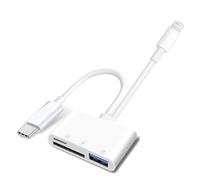 Apple USB-C & Lightning to SD & TF Card & USB Reader for iPhone 15/14/ 13/12/ 11/ XS/XR/X/8 7 6 5, MacBook Pro M1 Air, iPad Pro/Air, iMac, Galaxy S23/S22 (White-2)