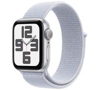 Apple Watch SE (2nd Gen), 40mm, Silver Aluminium Case, GPS [2024] - Blue Cloud Sport Loop, White