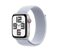 Apple Watch SE (2nd Gen), 44mm, Silver Aluminium Case, GPS + Cellular [2024] - Blue Cloud Sport Loop, White