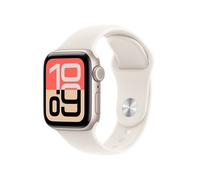 Apple Watch SE 3, 40mm, Starlight Aluminium Case, GPS + Cellular [2025] - Starlight Sport Band - S/M, White