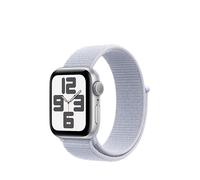 Apple Watch SE (2nd Gen), 40mm, Silver Aluminium Case, GPS [2024] - Blue Cloud Sport Loop, White